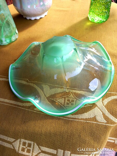 Special aqua green corrugated glass bowl