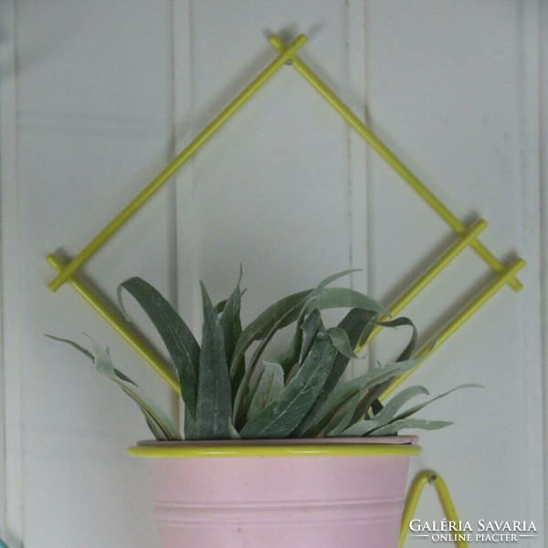Retro pastel yellow geometric wall planter, plant holder