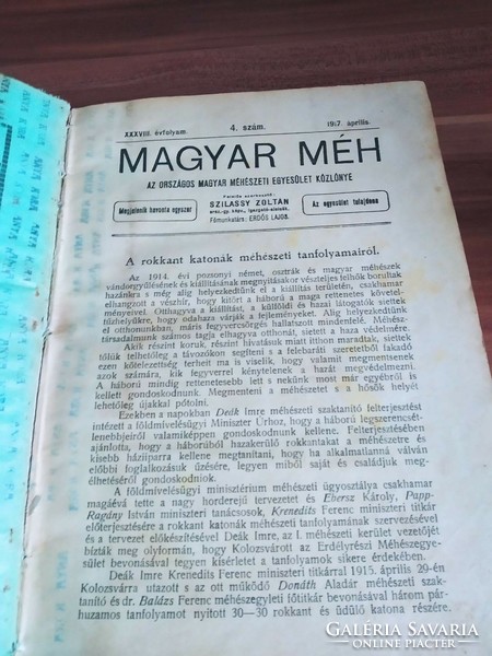 Szilassy Z. Magyar Méh, A Magyar Méhészet Egyesület Közlönye,1918 teljes,1917- 9 db,1919-1 db