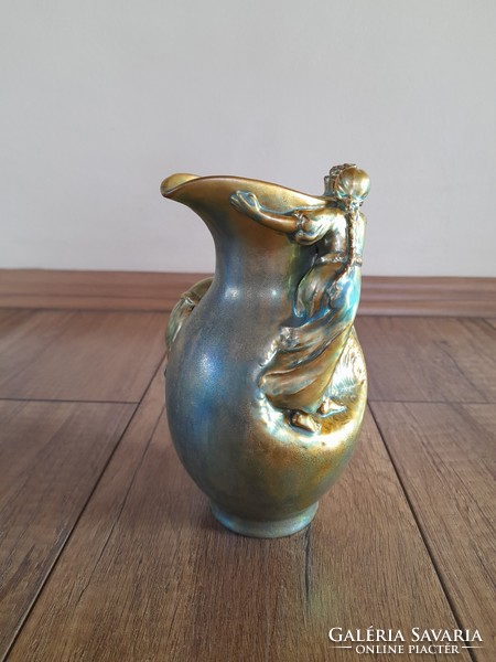 Antik Zsolnay szecessziós eozin mázas arató váza