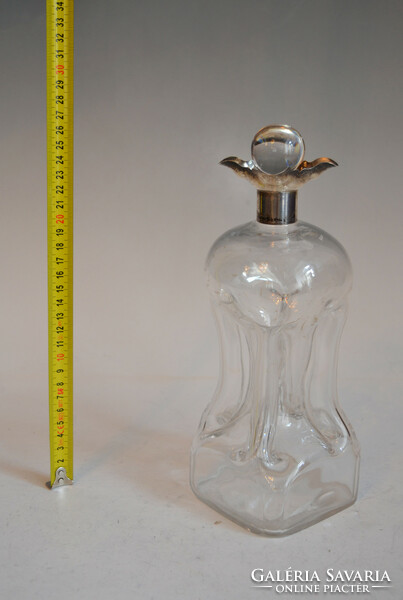 Glass pourer with silver neck