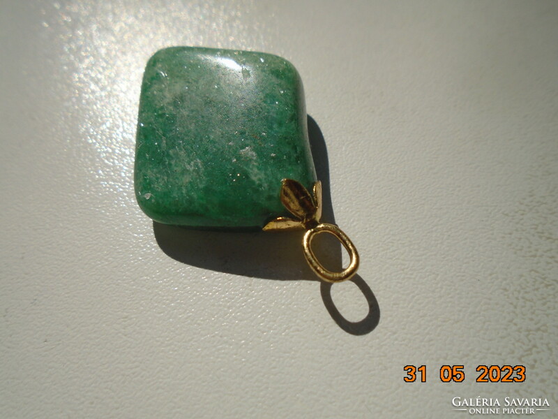Polished aventurine rhombus-shaped pendant with a gold-colored hanger