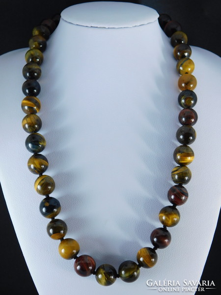 14 K gold tiger eye necklace with 10.5 mm large stones