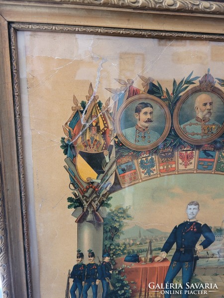 Antique József Ferenc military service commemorative card