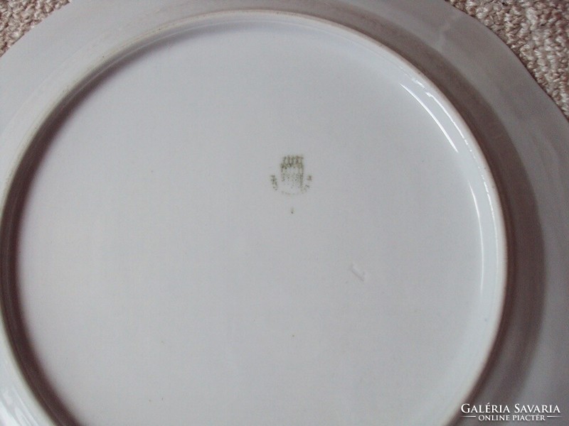 Porcelán régi lapos tányér Zsolnay, Pécs jelzéssel, 2 db