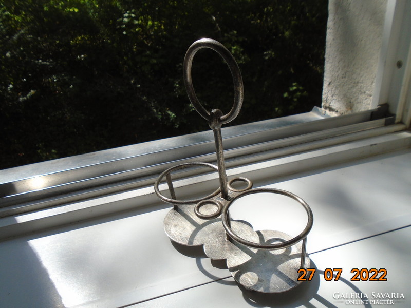 Antique once silver-plated alpaca table spice rack, marked Hermann