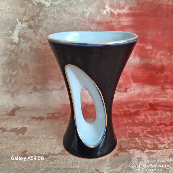 Art deco black and white porcelain vase