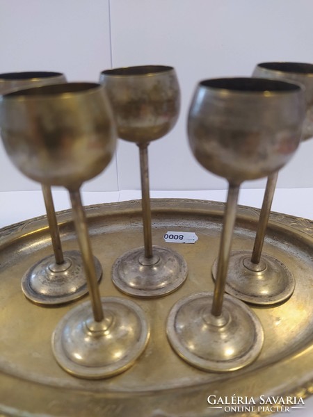 Antique metal stemware set with tray