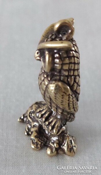 Miniature solid brass standing owl figurine