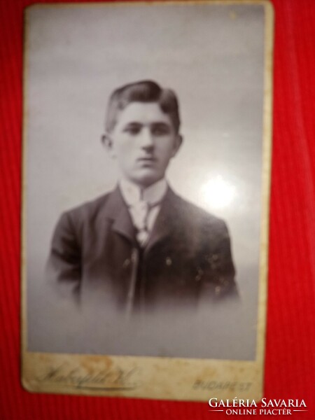 Cc. 1900. Young man hard board photo portrait budapest háberfeld k. Photo according to the pictures