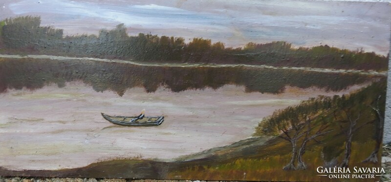 Tájkép csónakkal - oéaj festmény