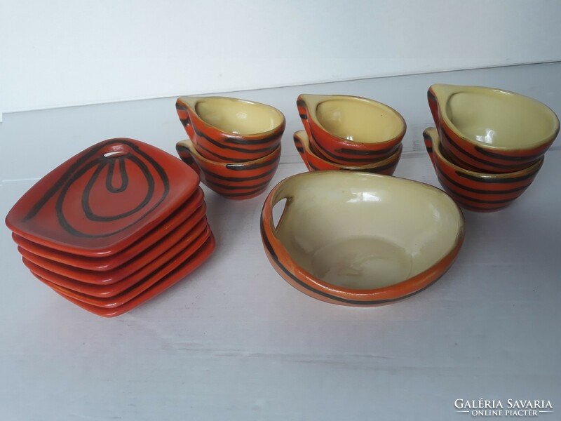 Retro lake head 6-person ceramic coffee set with sugar holder