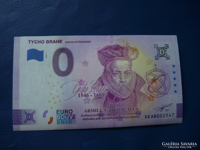 Denmark 0 euro 2022 tycho brahe astronomer! Rare commemorative paper money! Ouch!
