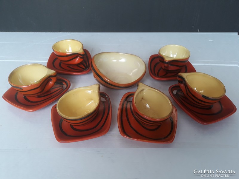 Retro lake head 6-person ceramic coffee set with sugar holder