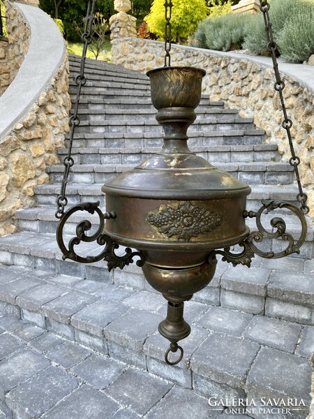 Antique copper large candle holder