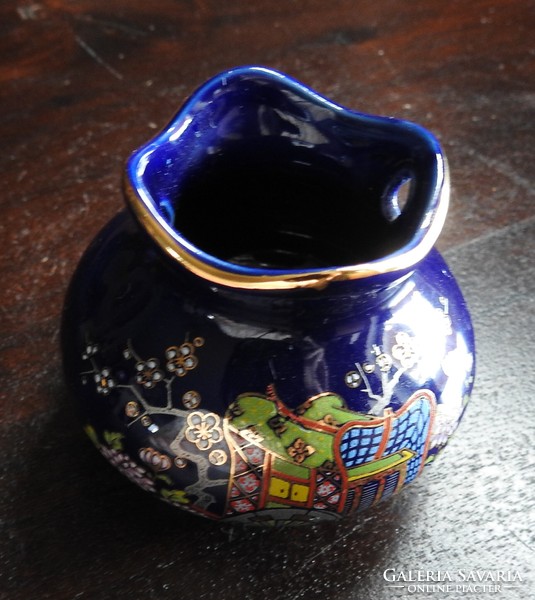 Oriental small vase - blue - gold violet vase