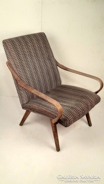 Vintage Art Deco hajlított kartámlás, mintás fotel