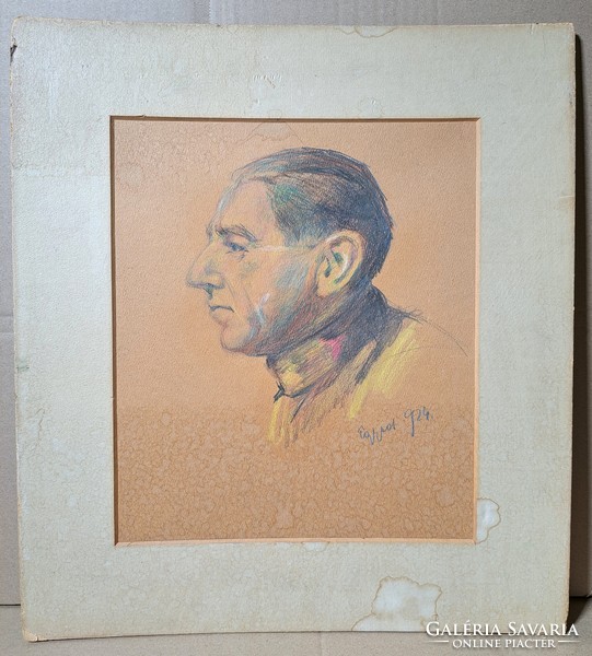 Male portrait - individual marked - colored pencil drawing - 1924