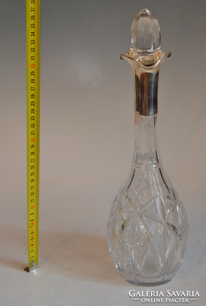 Ezüst nyakú likőrös üveg / kiöntő (Ü10)