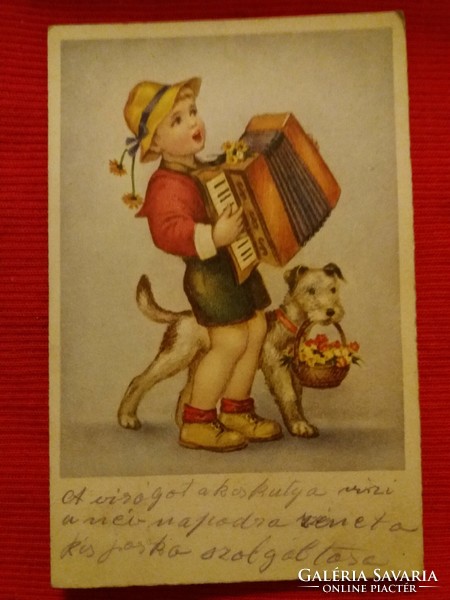 Antique 1923. Fun picture with verse. Republic of Hungary color drawing in good condition according to the pictures