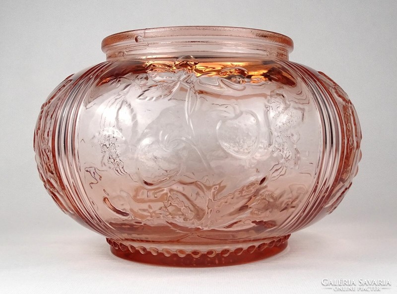 1M062 Régi nagyméretű színezett öblös üveg váza díszváza
