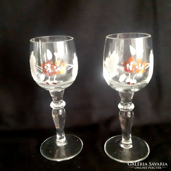Retro. Hand-painted short stemmed glass (2 pieces)