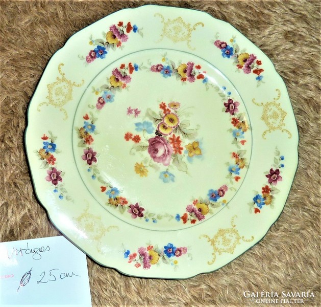 Antik porcelán tál,  krémszínű alapon gyönyörű virágos  kínáló tál 29 cm-s