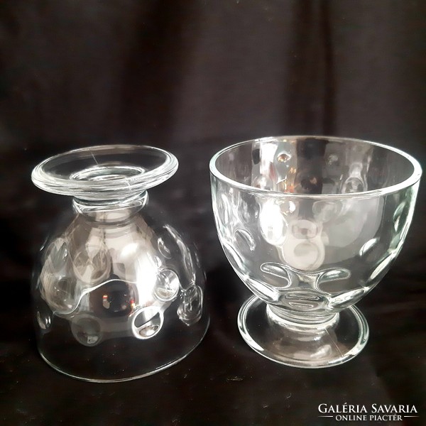 Glass goblet, glass with semi-bubble pattern (2 pieces)