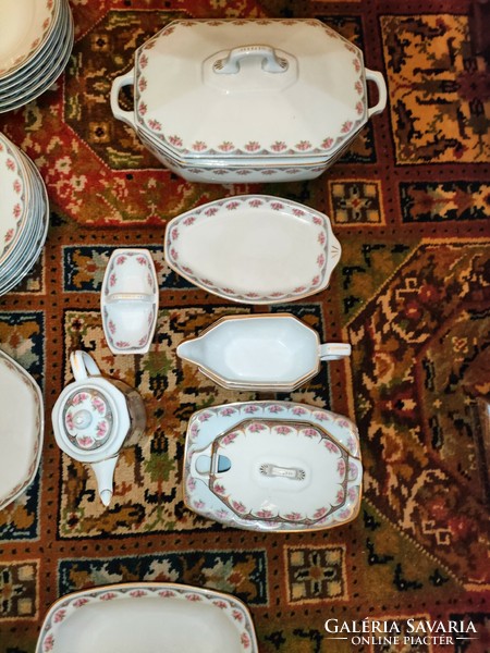 Old Czechoslovak rose dinnerware with small defects, 2 types of age