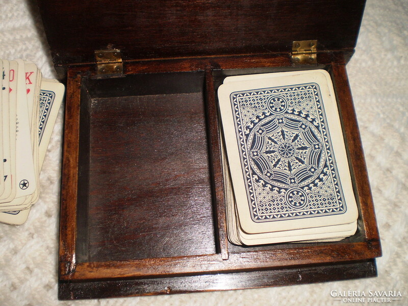 Old card wooden box with card