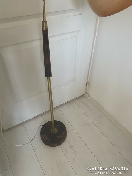 Eclectic adjustable copper floor lamp with throat tube