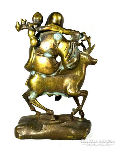 An old Chinese sage traveling on a deer... Bronze statue!