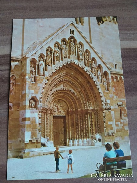 Old postcard, Ják, the gate of the Benedictine abbey church, photo: ferenc tulok, postal clerk