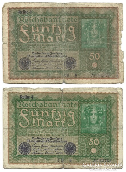 50 Mark 1919 reihe 1.2.3.4. Germany