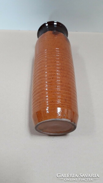 Retro váza. Korongon formált mázas iparművészeti kerámia magassága 27 cm, hibátlan