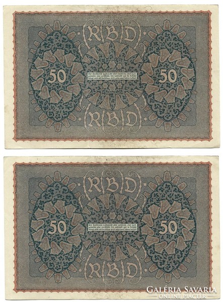 2 x 50 márka 1919 Reihe 1. Németország sorzámkövető