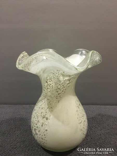 Old Murano vase with spiral decor, silver grains!! 12.9 cm