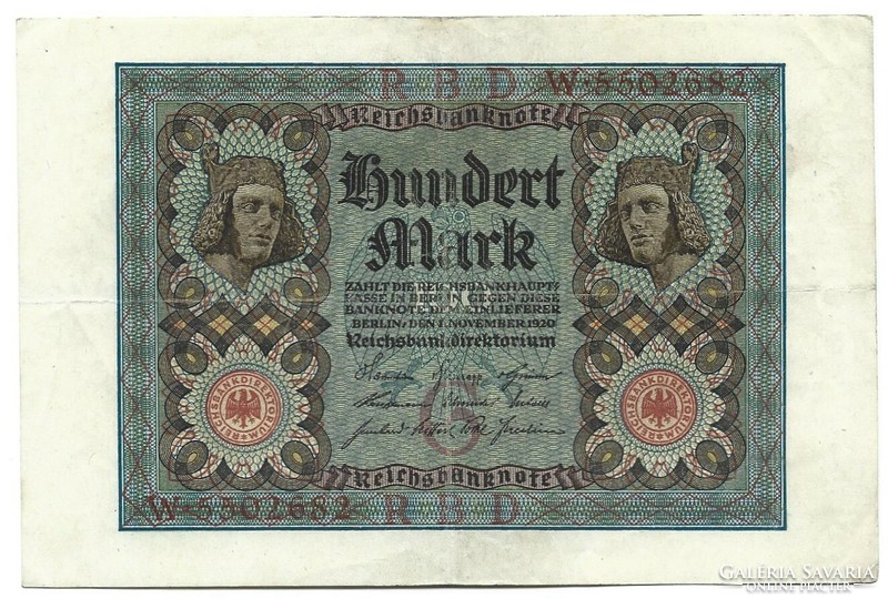 100 Mark 1920 7-digit serial number Germany 3.