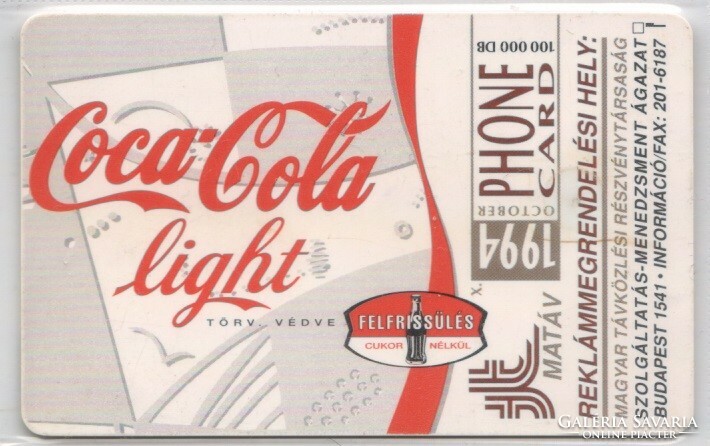 Magyar telefonkártya 1044    1994 Coca-Cola Light GEM 2 nincs Moreno  26.000  db