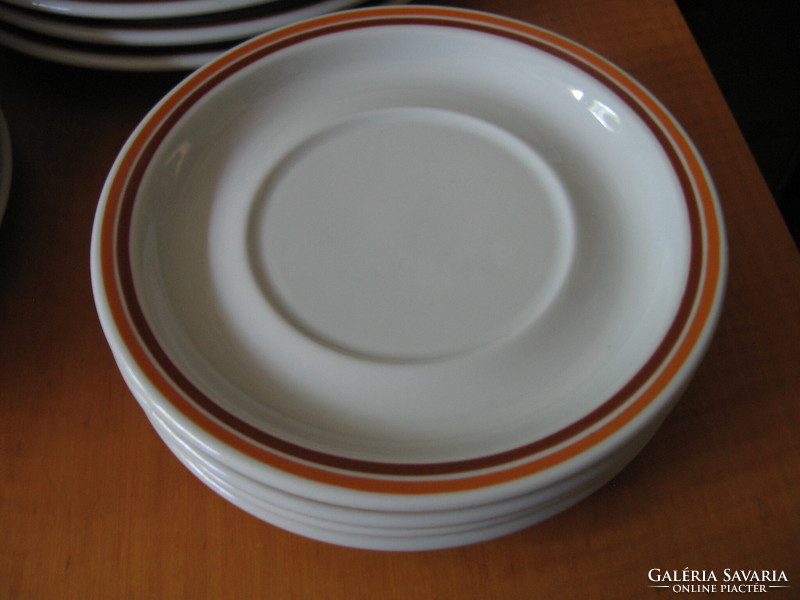 Retro Alföldi porcelán alátét tányér barna-sárga csíkos