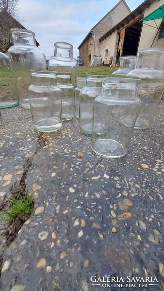 Régi huta üveg 8 Literes vastag falú savanyúságos vagy szobadekor magvaknak, diónak. Retro stílus
