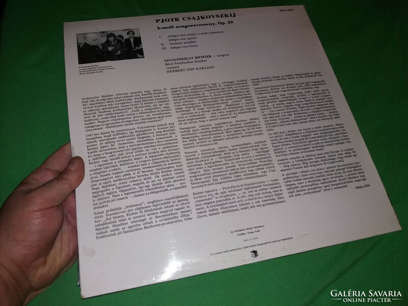 Régi Csajkovszkij / Karajan Bécsi szimf. b-moll bakelit LP nagylemez szép állapotban a képek szerint