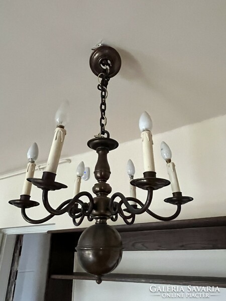 Flemish 6-arm copper chandelier