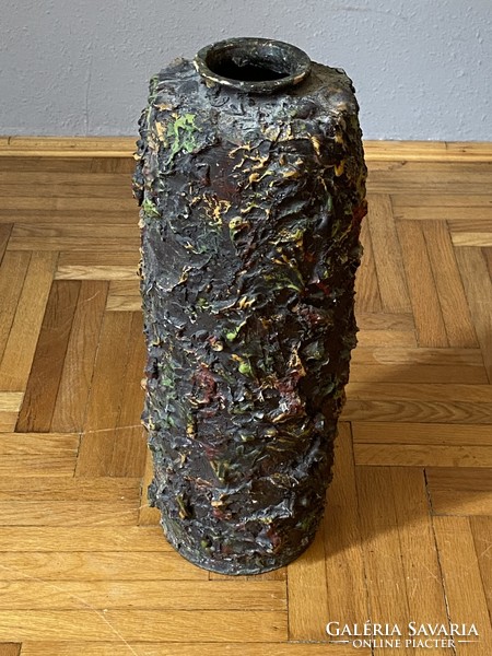 Unique handmade large retro ceramic floor vase 48 cm
