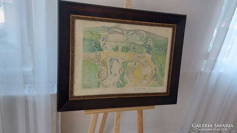 (K) alexander schultz lithograph (?) in a beautiful antique frame with 85x65 cm frame.