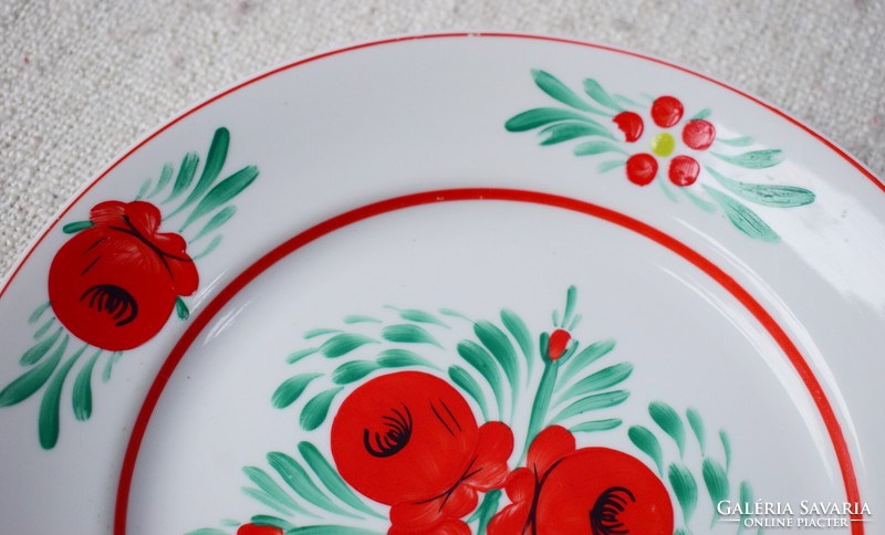 Hollóházi kézzel festett népi porceln tányér , dísztányér 24 x 3 cm