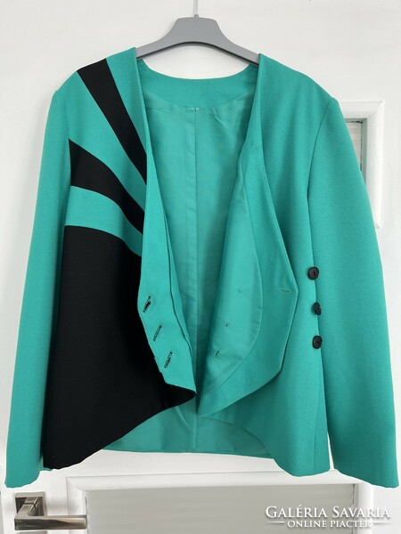 Vintage green black striped jacket top