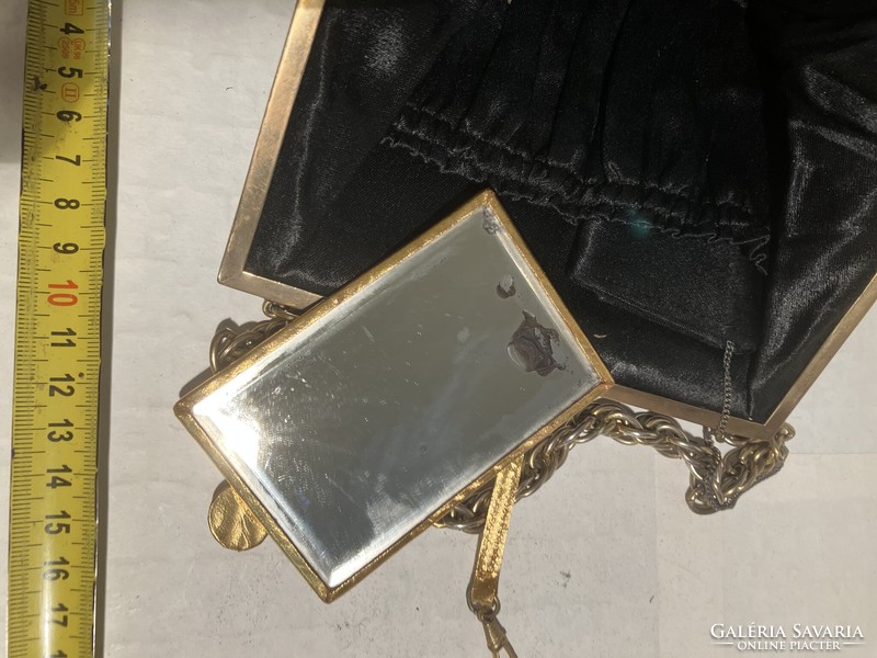Színházi női táska – vintage – „kövekkel”, tükörrel és pénztárcával