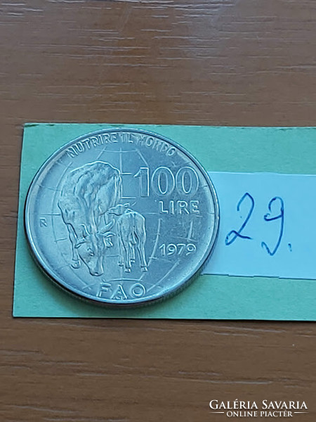Italy 100 lira 1979 r, f.A.O. Cows, stainless steel 29.