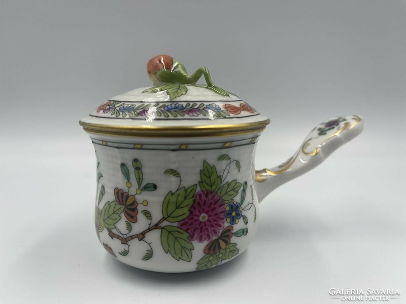 Old Herend richly painted colorful Indian flower basket pattern chocolate sauce spout